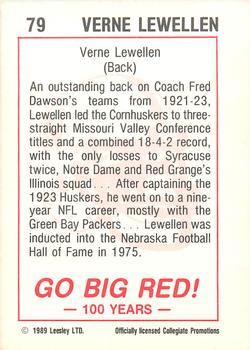 1989 Leesley Nebraska Cornhuskers 100 #79 Verne Lewellen Back