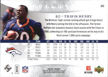 2007 Upper Deck Trilogy #30 Travis Henry Back