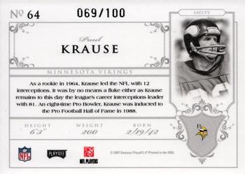 2007 Playoff National Treasures #64 Paul Krause Back