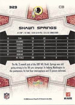 2008 Score #329 Shawn Springs Back