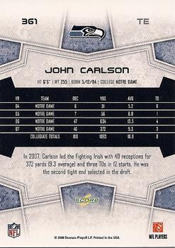 2008 Score #361 John Carlson Back