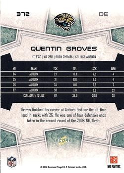2008 Score #372 Quentin Groves Back
