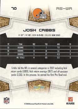 2008 Score #70 Josh Cribbs Back