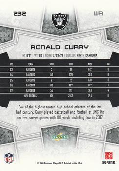 2008 Score #232 Ronald Curry Back