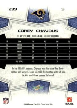 2008 Score #299 Corey Chavous Back