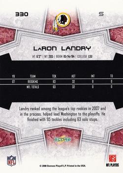 2008 Score #330 LaRon Landry Back