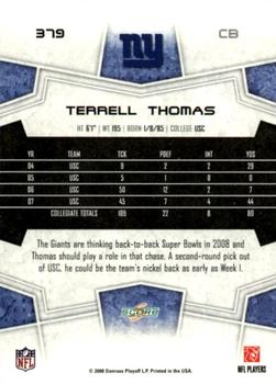 2008 Score #379 Terrell Thomas Back