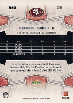 2008 Score #386 Reggie Smith II Back
