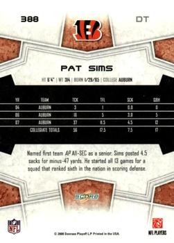 2008 Score #388 Pat Sims Back
