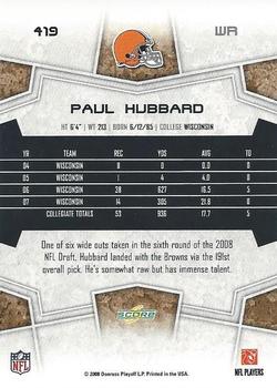 2008 Score #419 Paul Hubbard Back