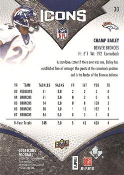 2008 Upper Deck Icons #30 Champ Bailey Back