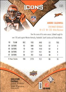 2008 Upper Deck Icons #105 Andre Caldwell Back