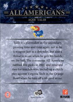 2008 Press Pass #86 Aqib Talib Back