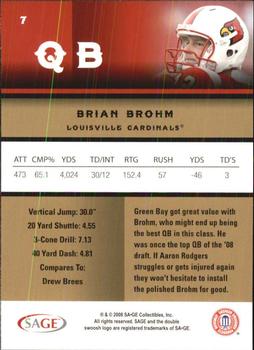 2008 SAGE #7 Brian Brohm Back