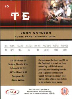 2008 SAGE #10 John Carlson Back