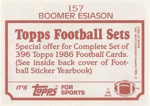 1986 Topps Stickers #157 Boomer Esiason Back