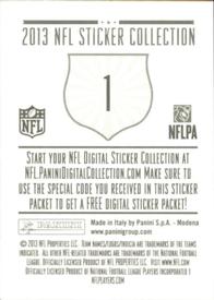 2013 Panini Stickers #1 Panini Knight Logo Back