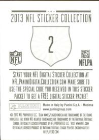 2013 Panini Stickers #2 NFL Logo Back