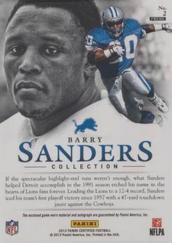 2013 Panini Certified - Barry Sanders Collection Signature Materials #2 Barry Sanders Back