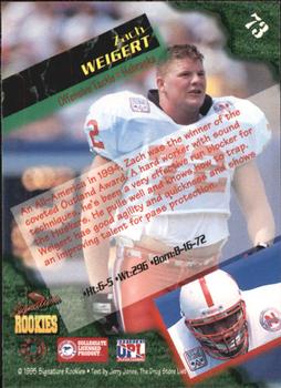 1995 Signature Rookies  #73 Zach Wiegert Back
