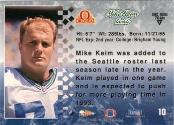1993 Pacific Oroweat Seattle Seahawks #10 Mike Keim Back
