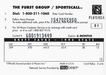 1996 Sportscall Phone Cards #31 Brett Favre Back