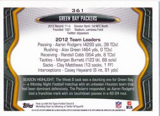 2013 Topps Mini #361 Green Bay Packers Back