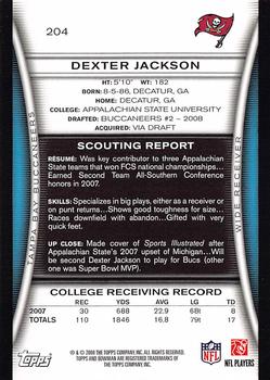 2008 Bowman #204 Dexter Jackson Back