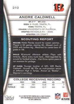 2008 Bowman #210 Andre Caldwell Back