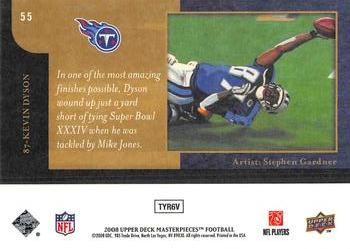 2008 Upper Deck Masterpieces #55 Kevin Dyson Back