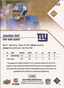 2008 SP Rookie Edition #128 Jonathan Goff Back