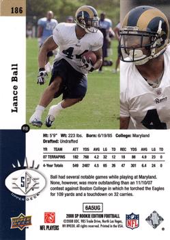 2008 SP Rookie Edition #186 Lance Ball Back