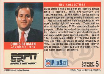 1989 Pro Set - Announcer Collectibles #5 Chris Berman Back
