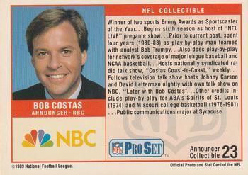 1989 Pro Set - Announcer Collectibles #23 Bob Costas Back
