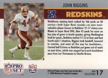 1990 Pro Set - Super Bowl MVP Collectibles #17 John Riggins Back