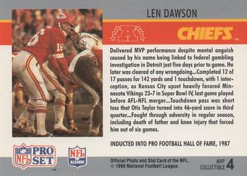 1990 Pro Set - Super Bowl MVP Collectibles #4 Len Dawson Back