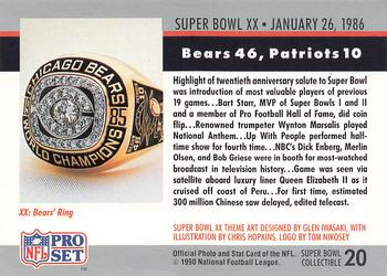 1990 Pro Set - Super Bowl Collectibles #20 Super Bowl XX Back