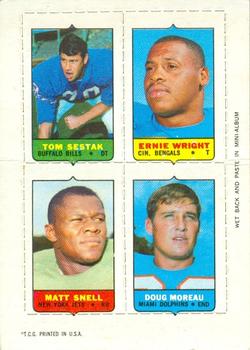 1969 Topps - Four-in-One #NNO Tom Sestak / Ernie Wright / Matt Snell / Doug Moreau Front