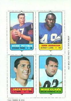 1969 Topps - Four-in-One #NNO Richie Petitbon / Johnnie Robinson / Jack Snow / Mike Clark Front