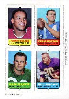 1969 Topps - Four-in-One #NNO Johnny Roland / Craig Morton / Sam Baker / Bill Brown Front