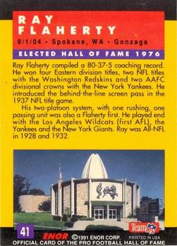 1991 Enor Pro Football HOF #41 Ray Flaherty Back