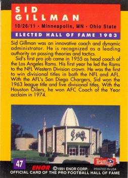 1991 Enor Pro Football HOF #47 Sid Gillman Back