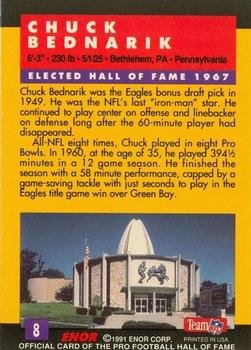 1991 Enor Pro Football HOF #8 Chuck Bednarik Back