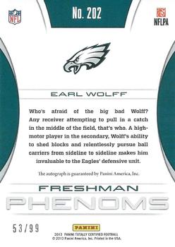 2013 Panini Totally Certified - Totally Red #202 Earl Wolff Back