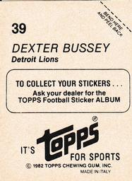 1982 Topps Stickers #39 Dexter Bussey Back