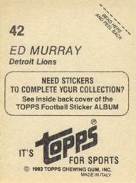 1982 Topps Stickers #42 Ed Murray Back