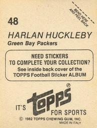 1982 Topps Stickers #48 Harlan Huckleby Back