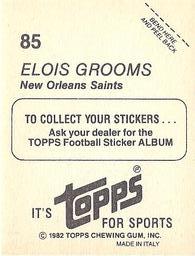1982 Topps Stickers #85 Elois Grooms Back