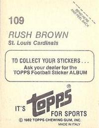 1982 Topps Stickers #109 Rush Brown Back