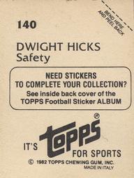 1982 Topps Stickers #140 Dwight Hicks Back